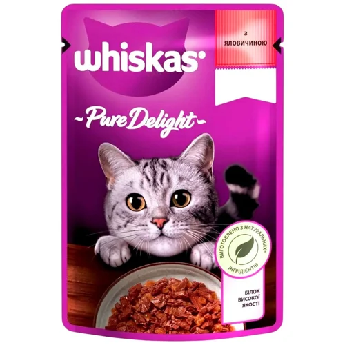 Корм вологий Whiskas Pure Delight з яловичиною для котів 85г