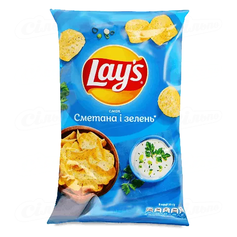 Чіпси картопляні Lay's зі смаком сметани і зелені, 60г