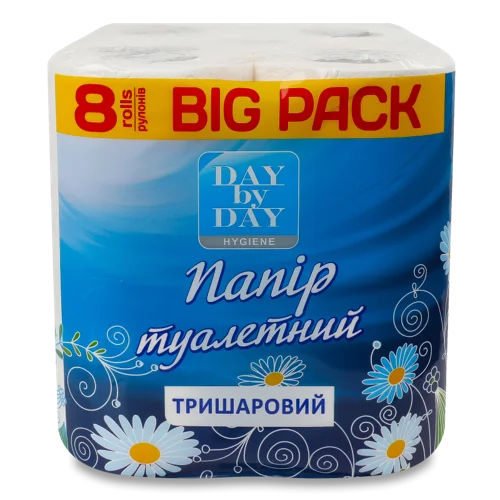 Туалетний Папір Білий 3-Шаровий Day by Day, 8 шт