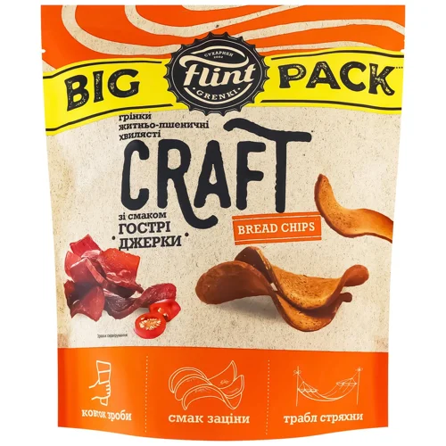 Грінки Flint Craft хвилясті зі смаком Гострі джерки 130г