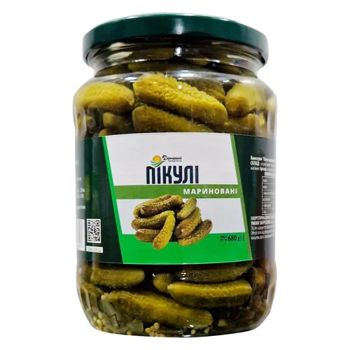 Огірки пікулі мариновані Домашні продукти 720мл скляна банка