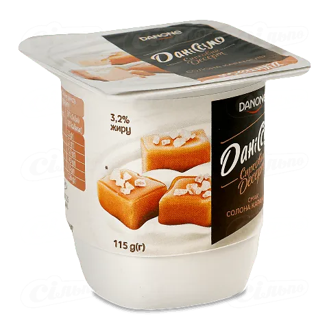 Десерт сирковий «Даніссімо» солона карамель 3,2%, 115г