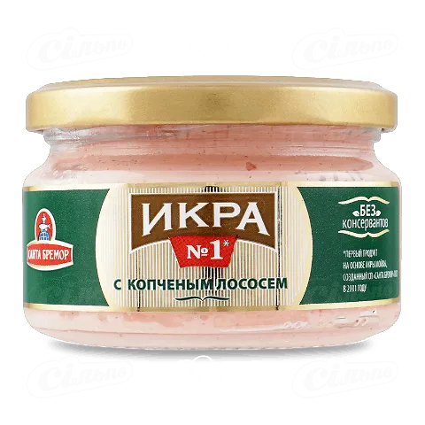 Ікра мойви підкопчена зі шматочками лосося, 180г