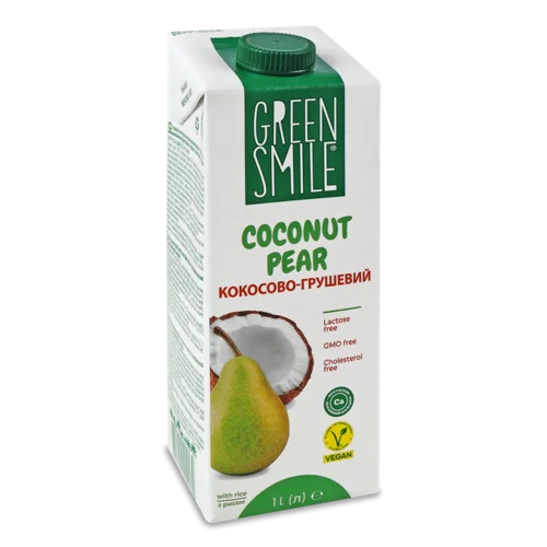 Напій Рисово-Кокосовий З Наповнювачем Фруктовим Збагачений Кальцієм Ультрапастеризований Груша Green Smile, П/пл 1л