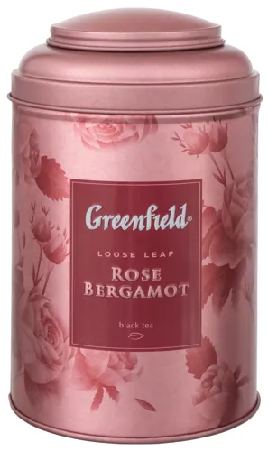 Чай чорний байховий листовий ароматизований з рослинними компонентами Rose Bergamot Greenfield ж/б 100г