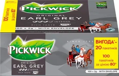 Чай чорний Pickwick Earl Grey з бергамотом 100 пакетиків