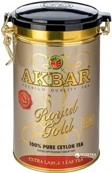 Чай чорний Akbar Royal Gold у скляній банці, 150г