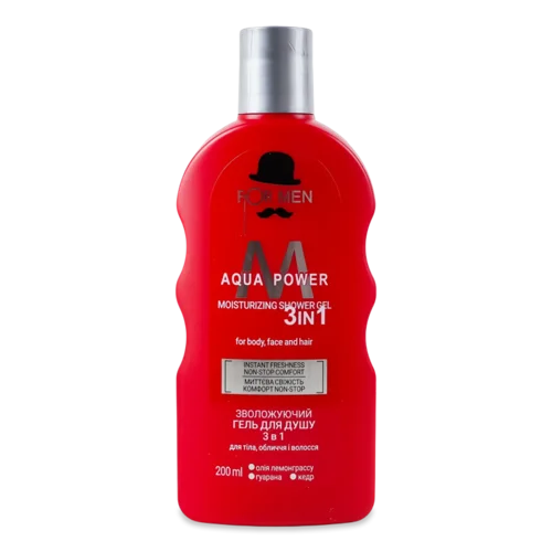 Гель для душу For Men 3 в 1 Aqua Pover зволожуючий
