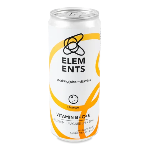 Напій Безалкогольний Соковий Слабогазований Зі Смаком Апельсина Elements, з/б 330мл