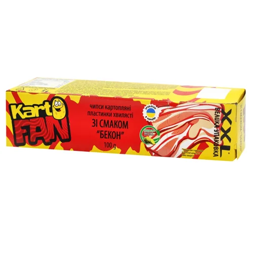 Чипси KartoFan зі смаком бекону хвилясті 100г