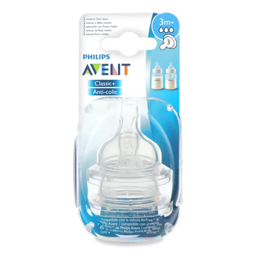 Соска Avent 3 отвори середній потік 2 шт.