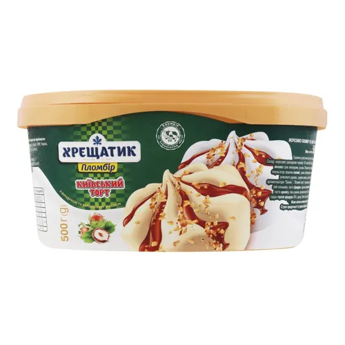 Морозиво 15% пломбір з фундуком та вершковим маслом Київський торт Хрещатик п/у 500г