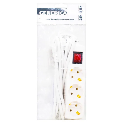 Подовжувач Gemerica 3 гнізда з вимикачем 3м