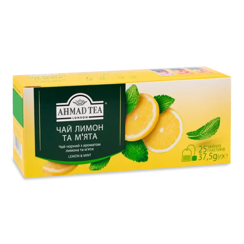 Чай Чорний Байховий Дрібний З Ароматом Лимона Та М'яти, в/ґ, к/у 25х1.5г