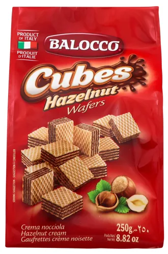 Вафлі з горіховою начинкою Hazelnut Cubes Balocco м/у 250г