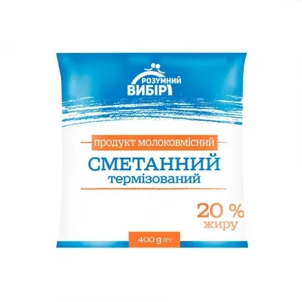 Продукт молоковмісний сметанний 400г Розумний вибір Селянський 20% п/ет