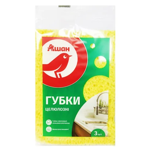 Губки кухонні Auchan целюлозні 3шт