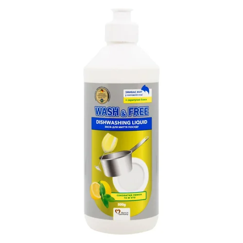 Засіб для миття посуду Wash&Free Лимон та м’ята 500г