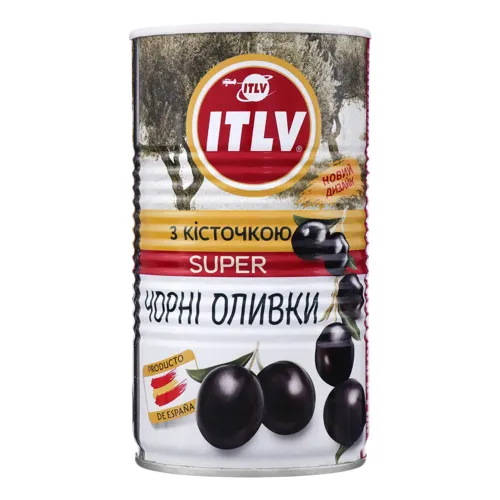 Маслини з кісточкою ITLV з залізній банці 350г