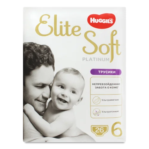 Підгузники-Трусики Для Дітей Від 15кг Platinum Elite Soft Huggies, 26шт