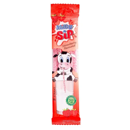Соломинки MilkySip для молока зі смаком полуниці 5х6г