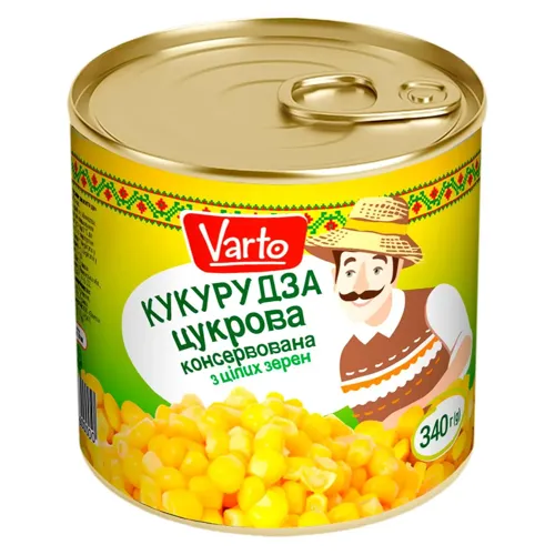 Кукурудза Varto цукрова консервована 340г