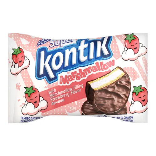 Печиво маршмеллоу зі смаком полуниці Super Kontik Кonti м/у 30г