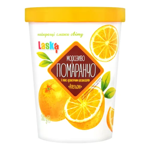 Морозиво зі смако-ароматичним наповнювачем Апельсин Помаранчо Laska відро 500г