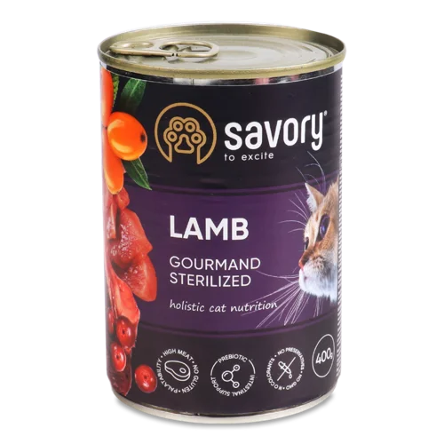 Корм Консервований Повнораціонний Для Стерилізованих Котів Lamb Gourmand Savory З/б 400г