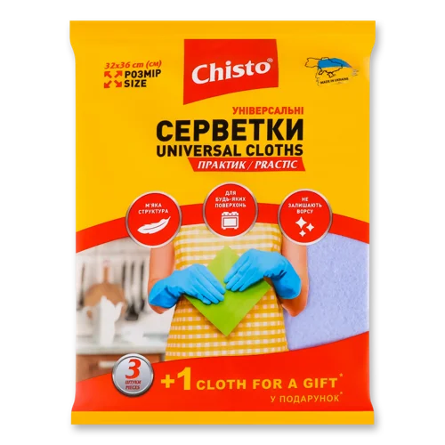Серветки Універсальні Практик Chisto, 4 шт, в/с