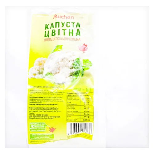 Капуста цвітна Auchan швидкозаморожена 400г