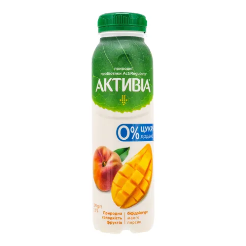 Біфідойогурт 1.2% питний без цукру Манго-Персик Активіа 270г