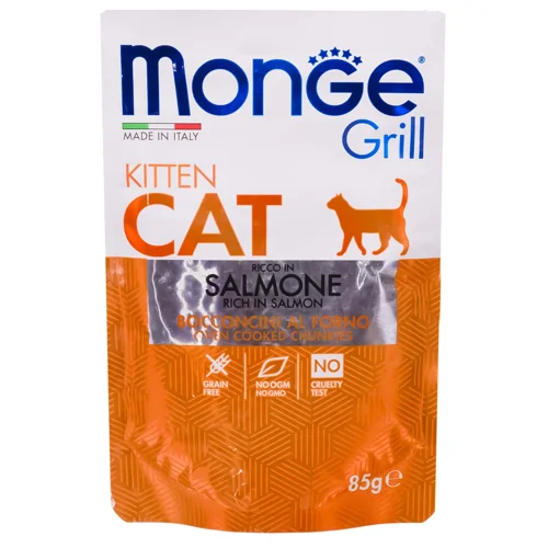 Корм вологий Monge Grill з лососем для кошенят 85г