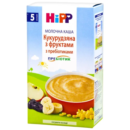 Каша молочна Hipp Кукурудзяна з фруктами та пребіотиками 250г