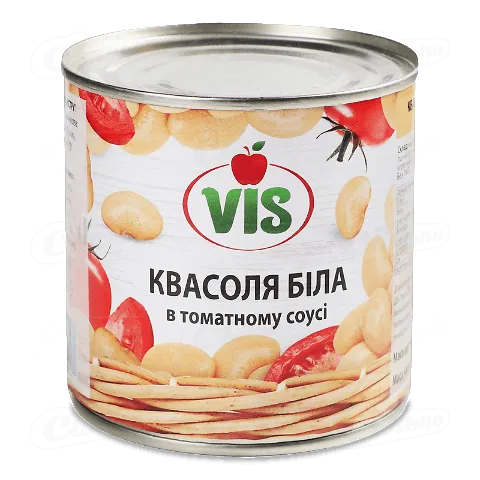 Квасоля Vis біла в томатному соусі стерилізована, 410г