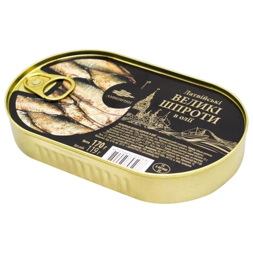 Шпроти Amberfish Латвійські великі в олії 170г