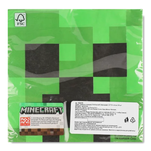 Серветки паперові Minecraft 33х33 см