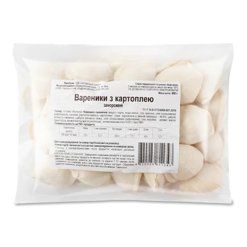 Вареники З Картоплею Заморожені ТОВ Провінція-Плюс м/у, 400г