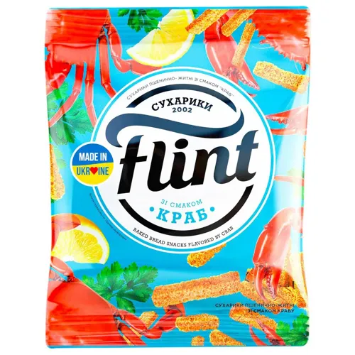 Сухарики Flint пшенично-житні зі смаком краба 70г