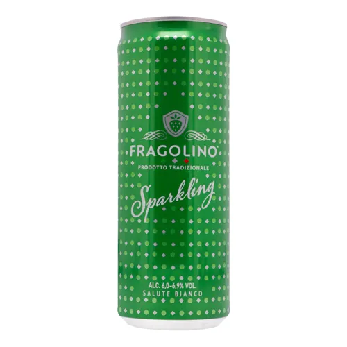 Напій винний 0.33л 6-6.9% білий напівсолодкий ігристий Salute Bianco Fragolino San Martino з/б