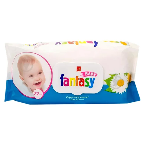 Серветки вологі Fantasy Baby для дітей з екстрактом ромашки, обліпихи та Д- пантенолом 72шт