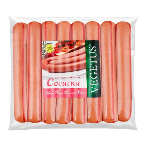 Сейтан ковбасний Сосиски Vegetus вищого ґатунку 500г