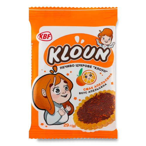 Печиво Цукрове Смак Апельсина В/ґ, Клоун KBF, 29г