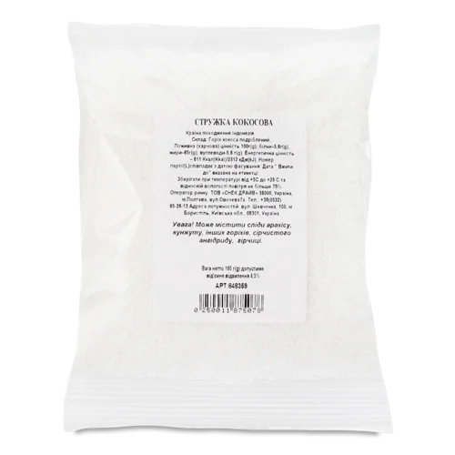 Стружка Кокосова, ТОВ Снек Драйв, вищого ґатунку, м/у 100 г