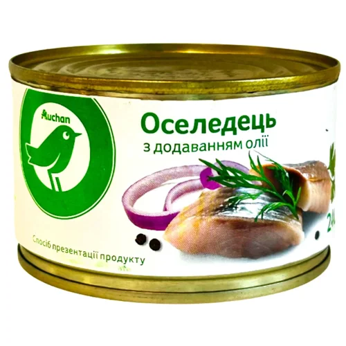 Оселедець Auchan з додаванням олії з/б 240г