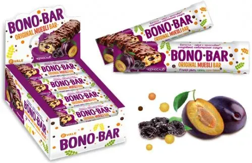 Батончик-мюслі Vale Bono Bar з чорносливом глазурований кондитерською глазур’ю 40г