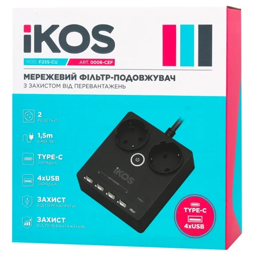 Фільтр Ikos мережевий 16A 1.5м