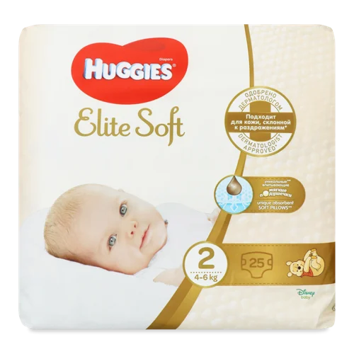 Підгузки Дитячі Одноразові Elite Soft Huggies 4-6 кг, 25 шт
