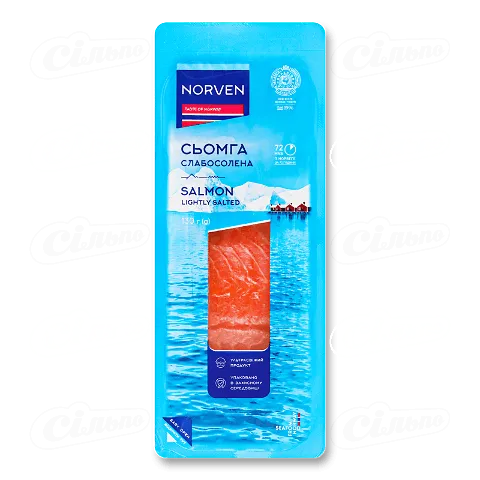 Сьомга Norven слабосолена філе-шматок 130г