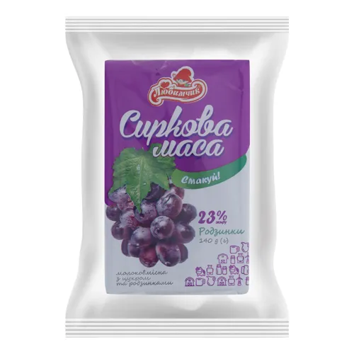 Маса сиркова 23% Родзинки Любимчик м/у 140г